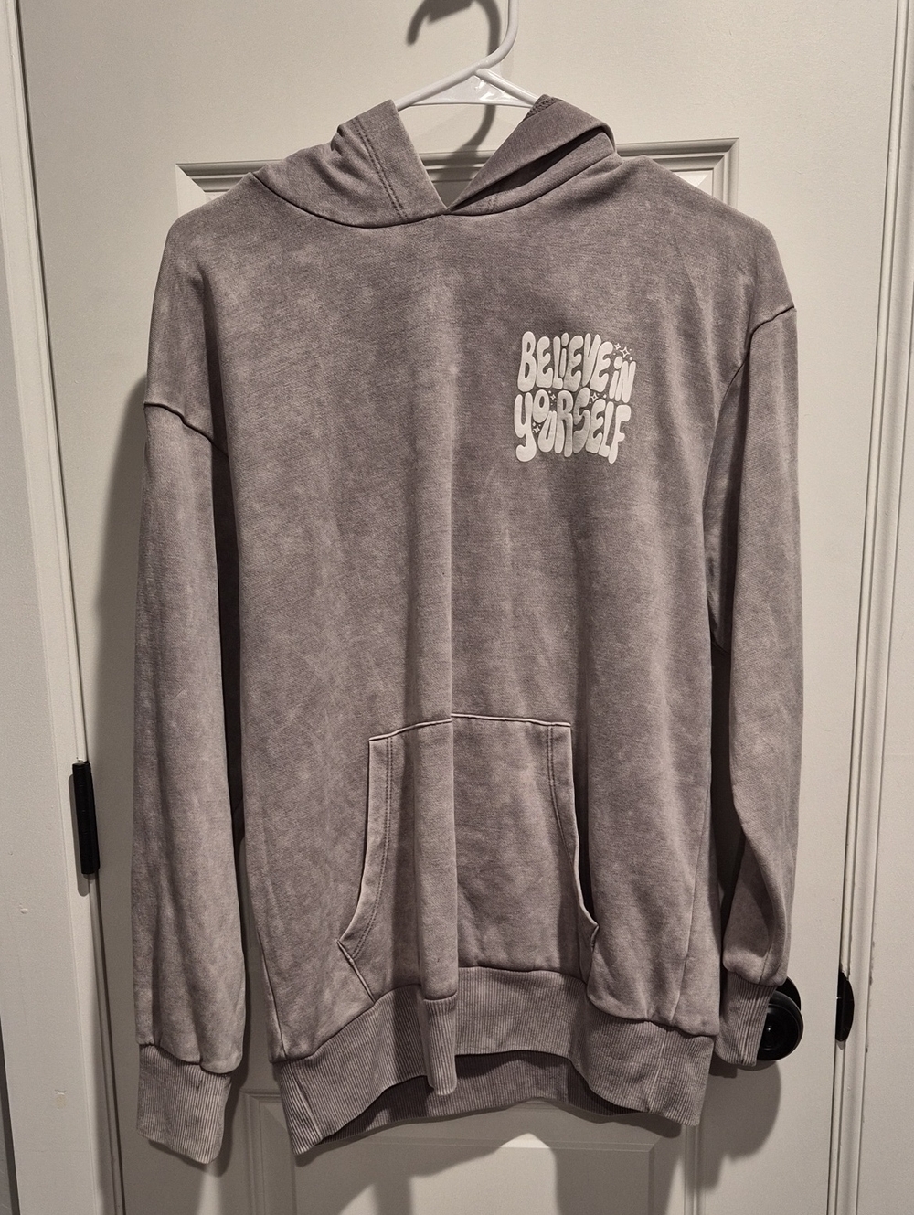 Believe In Yourself Graphic Sweatshirt - Taupe with White Print
